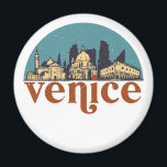 Venice Italy Retro City Skyline Cityscape Art Magnet<br><div class="desc">Vintage and retro city design with beautiful skyline, tourist attraction and cityscape art. Cool skyscraper and building silhouette illustration merchandise for tourist and traveler. Perfect as souvenir to bring back home when travelling all around the world. Save the memory of your travel and vacation with family and friends. Background color...</div>