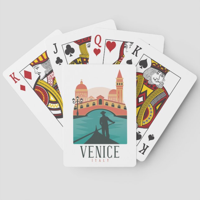 Venice Italy Retro Vintage Travel Gondola Playing Cards (Back)