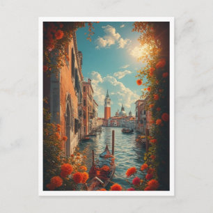 Venice Italy Romantic Tourism Lovers Colorful Postcard