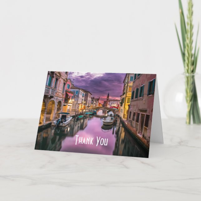 Venice, Italy Scenic Canal Landscape Thank You Card (Front)