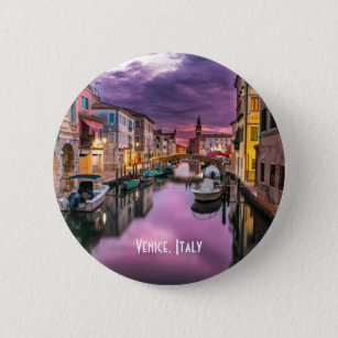 Venice, Italy Scenic Canal & Venetian Architecture 6 Cm Round Badge