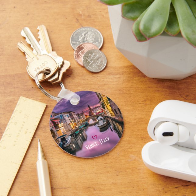 Venice, Italy Scenic Canal & Venetian Architecture Key Ring (Desk)