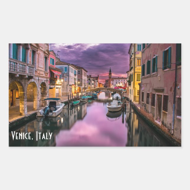 Venice, Italy Scenic Canal & Venetian Architecture Rectangular Sticker (Front)