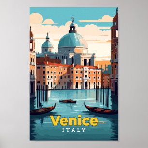 Venice Italy Travel Art Vintage Illustration  Poster