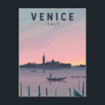 Venice Italy Travel Vintage Art Postcard<br><div class="desc">Venice vector art design. It has no roads,  just canals – including the Grand Canal thoroughfare – lined with Renaissance and Gothic palaces.</div>