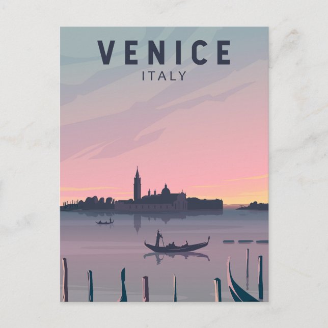Venice Italy Travel Vintage Art Postcard (Front)