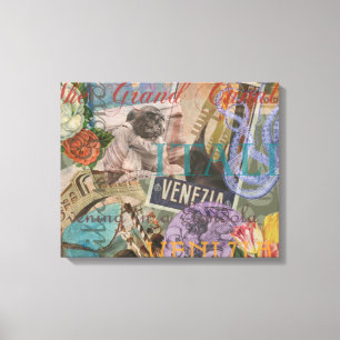 Venice Italy Travel Vintage Pretty Colourful Art Canvas Print
