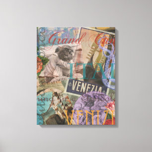 Venice Italy Travel Vintage Pretty Colourful Art Canvas Print