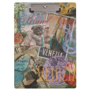 Venice Italy Travel Vintage Pretty Colourful Art Clipboard
