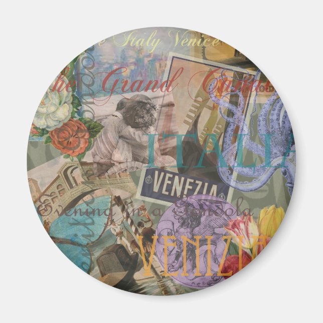 Venice Italy Travel Vintage Pretty Colourful Art Magnet (Front)