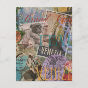 Venice Italy Travel Vintage Pretty Colourful Art Postcard