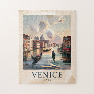 Venice Italy Travel Vintage Watercolor Grand Canal Jigsaw Puzzle