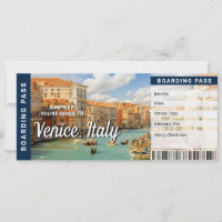 Venice Italy Trip Surprise Boarding Pass Card