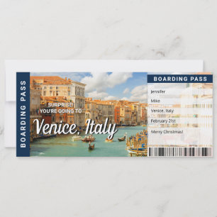 Venice Italy Trip Surprise Boarding Pass Card