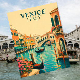 Venice Italy Vintage Travel Grand Canal Gondola Postcard