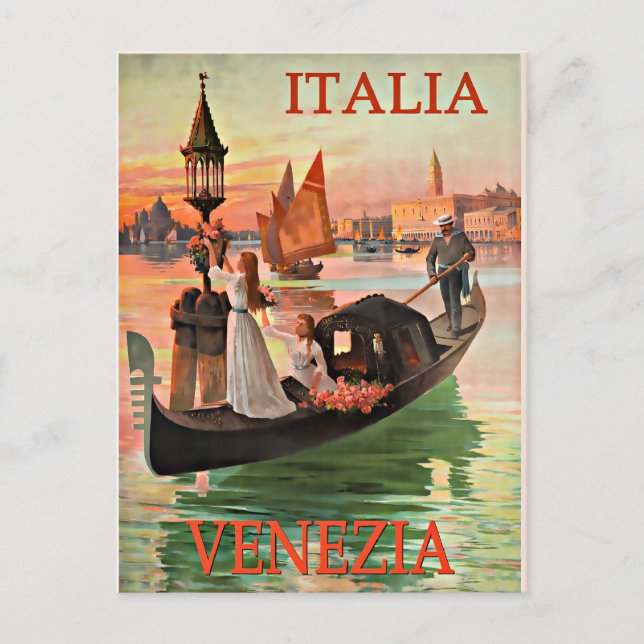 Venice Italy vintage travel poster Postcard (Front)