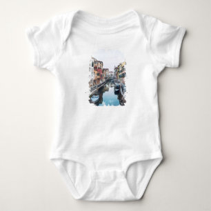 Venice Italy Watercolor Art Baby Bodysuit