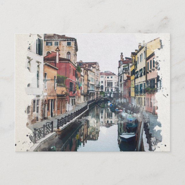 Venice Italy Watercolor Art Postcard (Front)