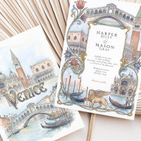 Venice Italy Watercolor Landmarks Wedding