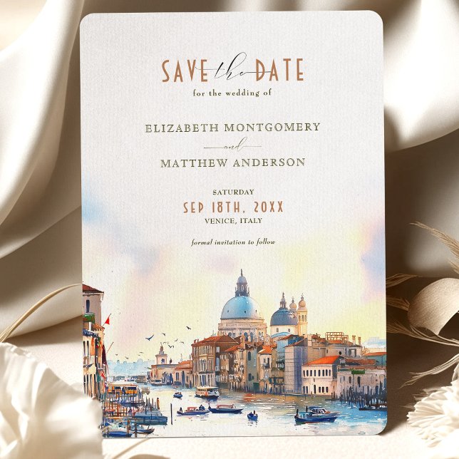 Venice Italy Waterfront Save the Date  Invitation (Creator Uploaded)