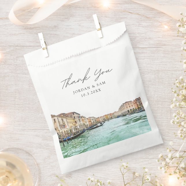 Venice Italy Wedding Photo Personalised  Favour Bags (Clipped)