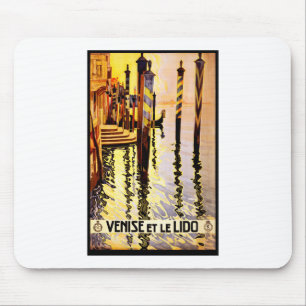 Venice Lido vintage travel poster Mouse Mat