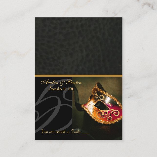 Venice Masquerade Mask Placecard Business Card (Front)