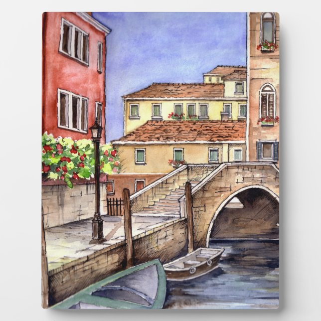 Venice - Pen & Wash Watercolor Plaque (Front)