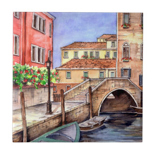 Venice - Pen & Wash Watercolor Tile