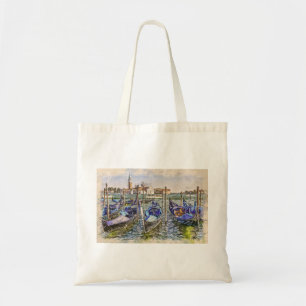 Venice Port Blue Boats Tote Bag