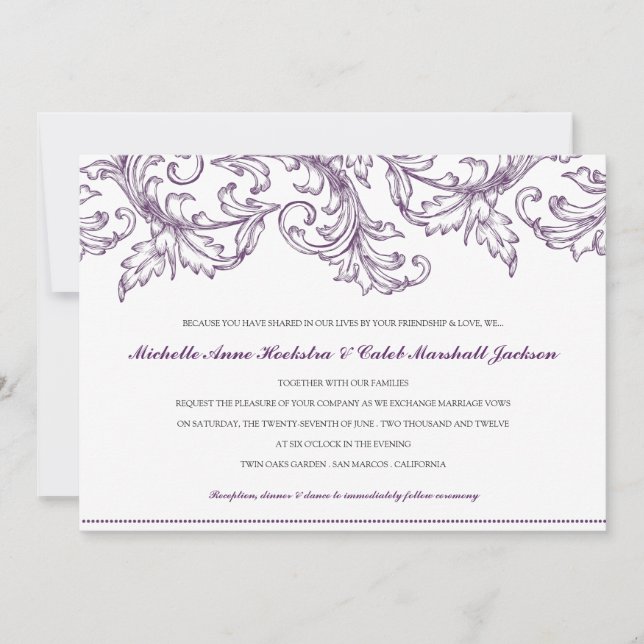 Venice (Purple) Wedding Invitation (Front)