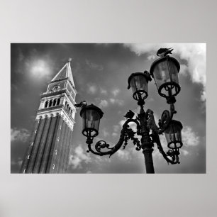 Venice San Marco Tower and Street Light Poster