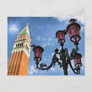 Venice San Marco Tower and Street Lights Postcard