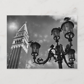 Venice San Marco Tower and Street Lights Postcard
