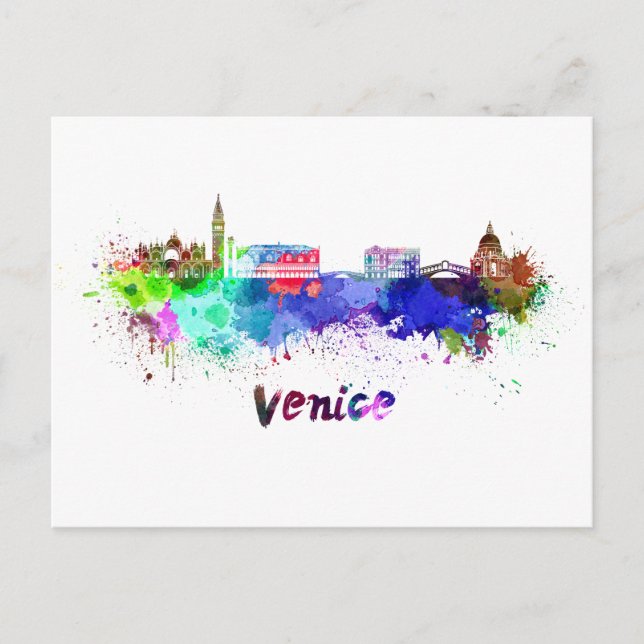 Venice skyline in watercolor postcard (Front)