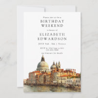 Venice Skyline Watercolor Birthday Weekend