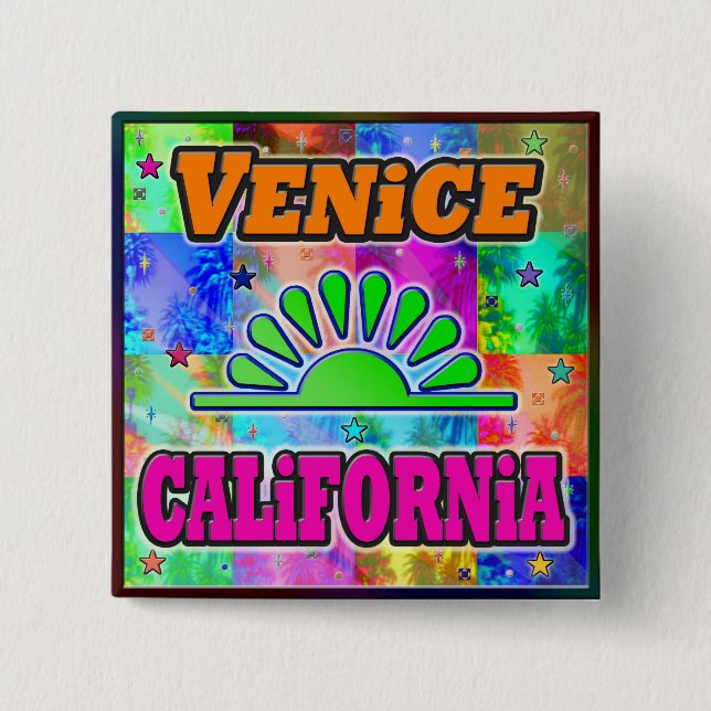 Venice Sun & Palms Button (Front)