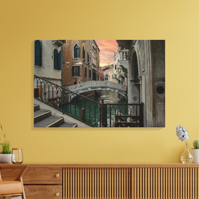 Venice Sunset Canal & Bridge – Romantic Canvas Print (Insitu(LivingRoom))