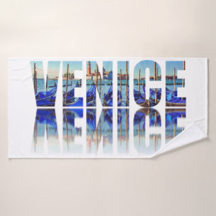 Venice text with reflection bath towel