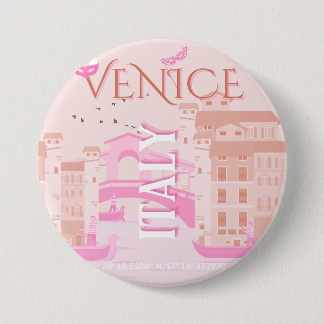 Venice Travel Art, Italy, Travel Art, Pastel 7.5 Cm Round Badge (Front)