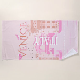 Venice Travel Art, Italy, Travel Art, Pastel Beach Towel