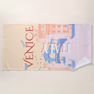 Venice Travel Art, Italy, Travel Art, Retro Beach Towel