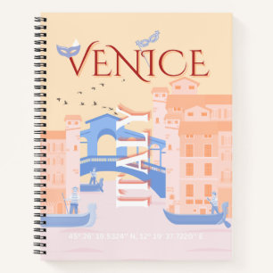 Venice Travel Art, Italy, Travel Art, Retro Notebook