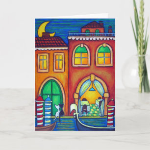 Venice Valentine with Cats by Lisa Lorenz Holiday Card