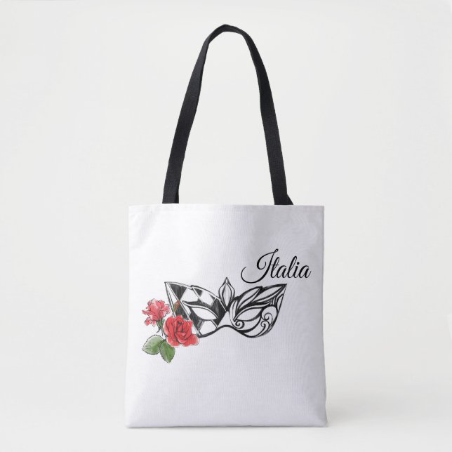 *~* Venice Venetian Mask and Rose Italy Italia Tote Bag (Front)