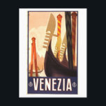 Venice (Venezia) Vintage Travel Poster Postcard<br><div class="desc">This postcard is a reproduction of a vintage travel poster featuring Venice,  Italy (Venezia).</div>