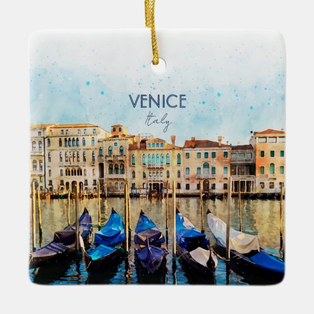 VENICE VENEZIA watercolor - Italy Travel souvenir Ceramic Ornament (Front)