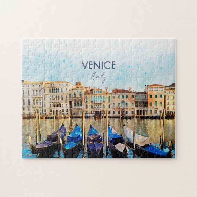 VENICE VENEZIA watercolor - Italy Travel souvenir  Jigsaw Puzzle (Horizontal)
