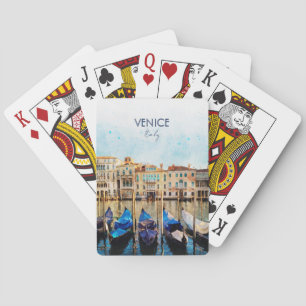 VENICE VENEZIA watercolor - Italy Travel souvenir Playing Cards