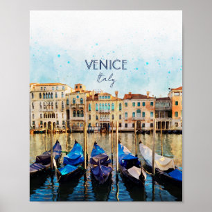 VENICE VENEZIA watercolor - Italy Travel souvenir Poster